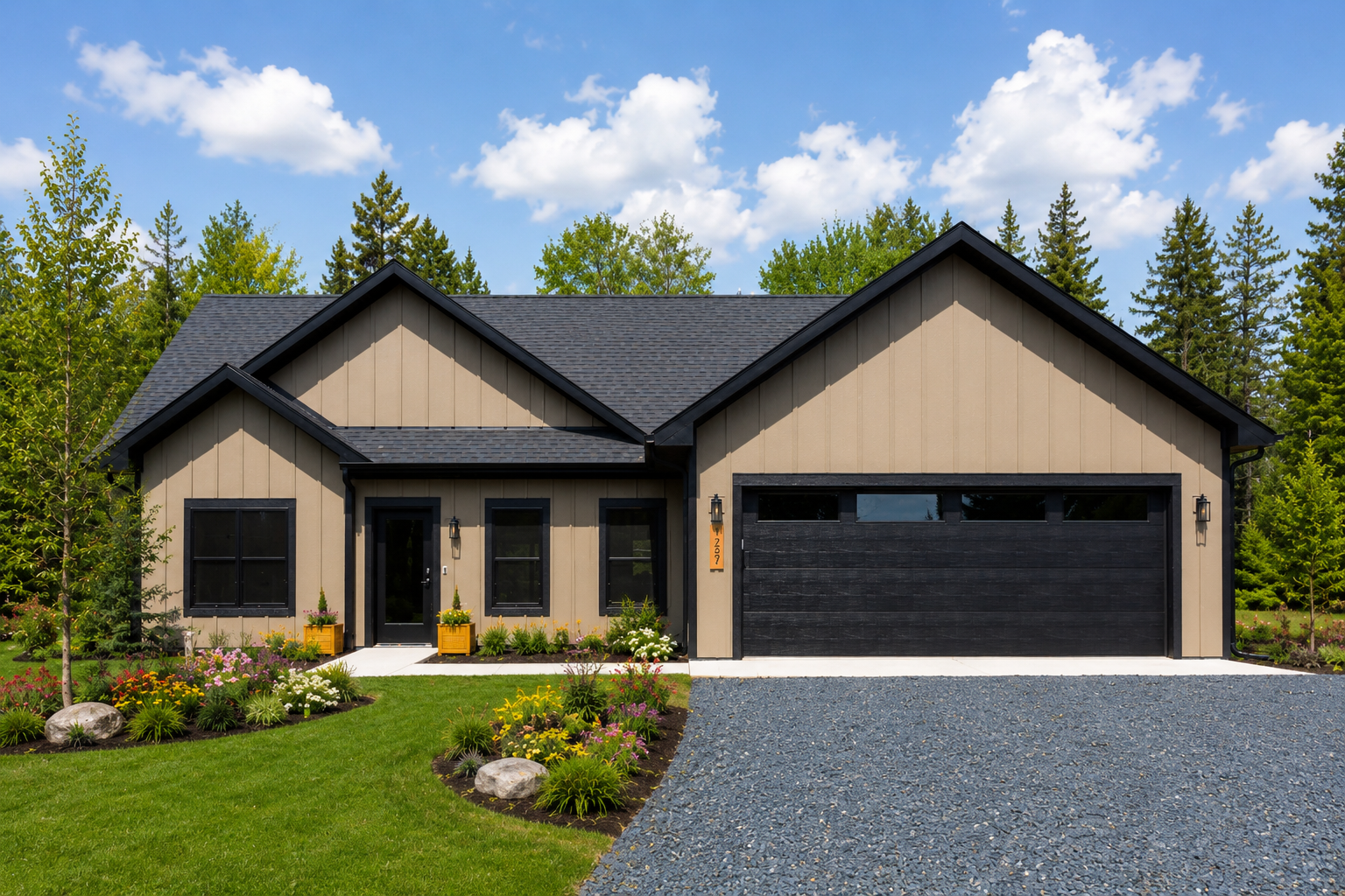 The Woodland — the same plan in a warm tan palette